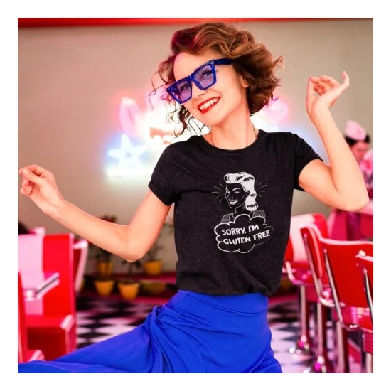 LisztMIX collection gluténmentes retro fekete póló