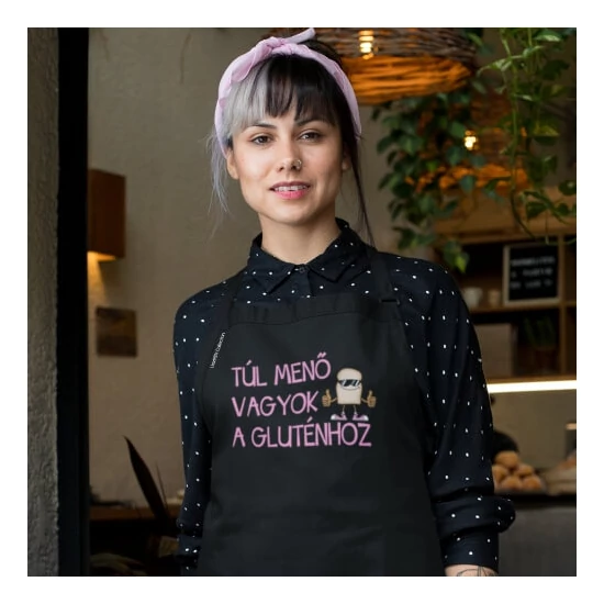 LisztMIX collection túl menő vagyok a gluténhoz feliratú kötény